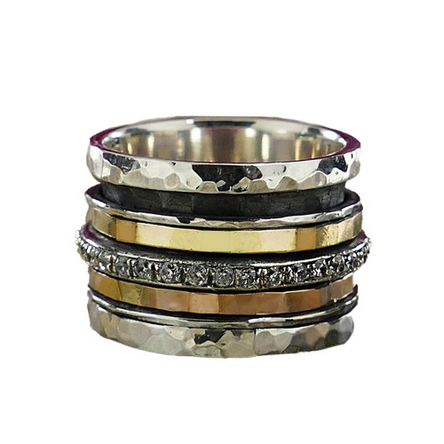 Silver and gold spinning ring