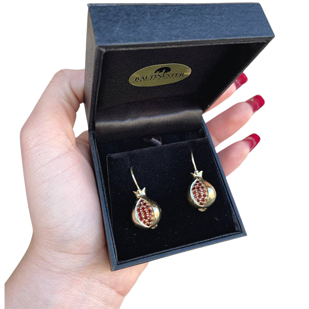 Pomegranate Garnet Earrings in 14K Gold