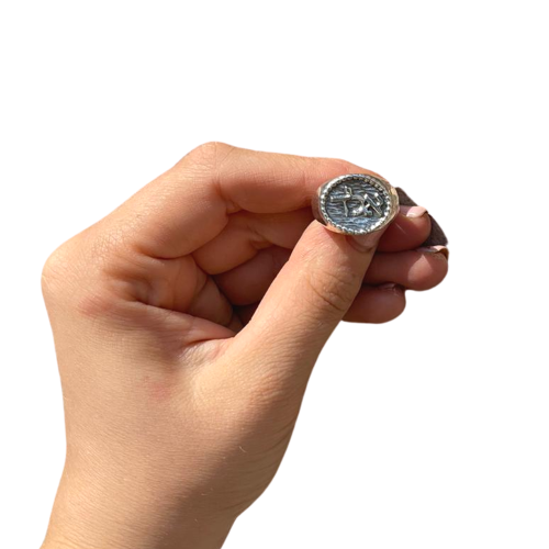 Kabbalah Protection Ring Oxidized Silver Beaded