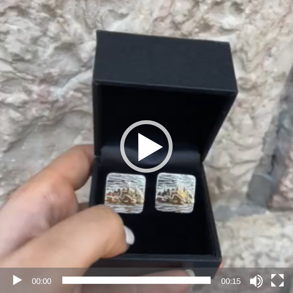 Silver and Gold Jerusalem Square Cufflinks | Baltinester Jewelry