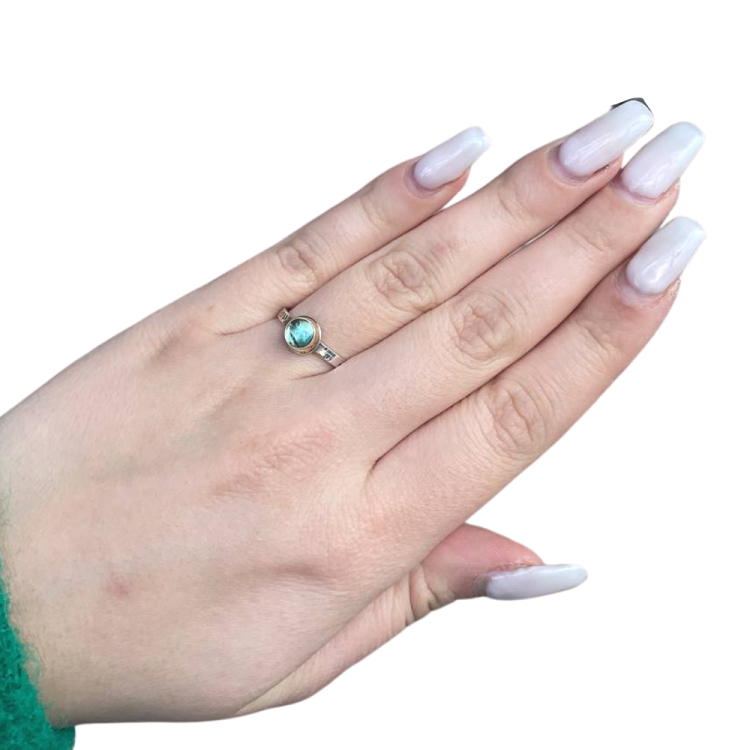 Success Kabbalah Ring in Silver and Gold with Green Quartz Ring