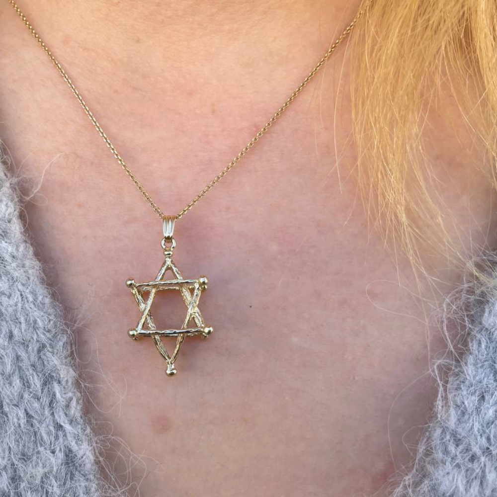 Kabbalah Gold Merkaba Pendant, 3D Star of David