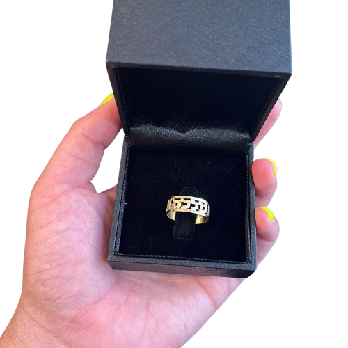 Jewish Wedding Ring in 14K Yellow Gold Diamond Cut