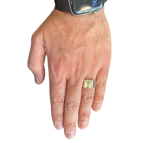 Available Sizes 4-13.5 Jewish Ring,Silver Baltinester Jewelry Menorah Gold Inlay Signet Ring Men's Jewish Rings that are Elegantly Gift Packaged 