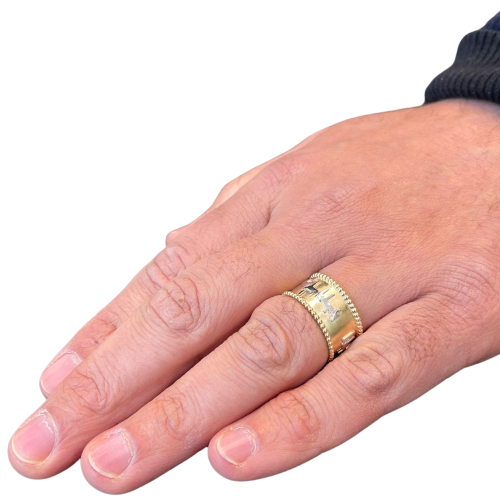 14k Matte Gold Beaded Design Jewish Wedding Ring14k Matte Gold Beaded Design Jewish Wedding Ring