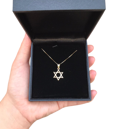Interwoven Jewish Star of David Necklace Pendant in 14k Yellow Gold