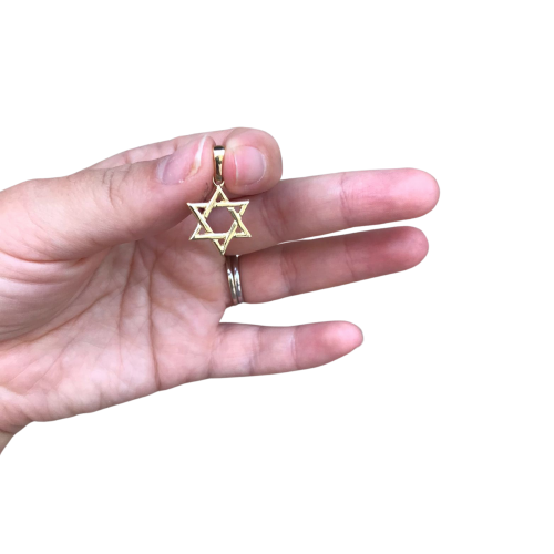 Interwoven Jewish Star of David Necklace Pendant in 14k Yellow Gold