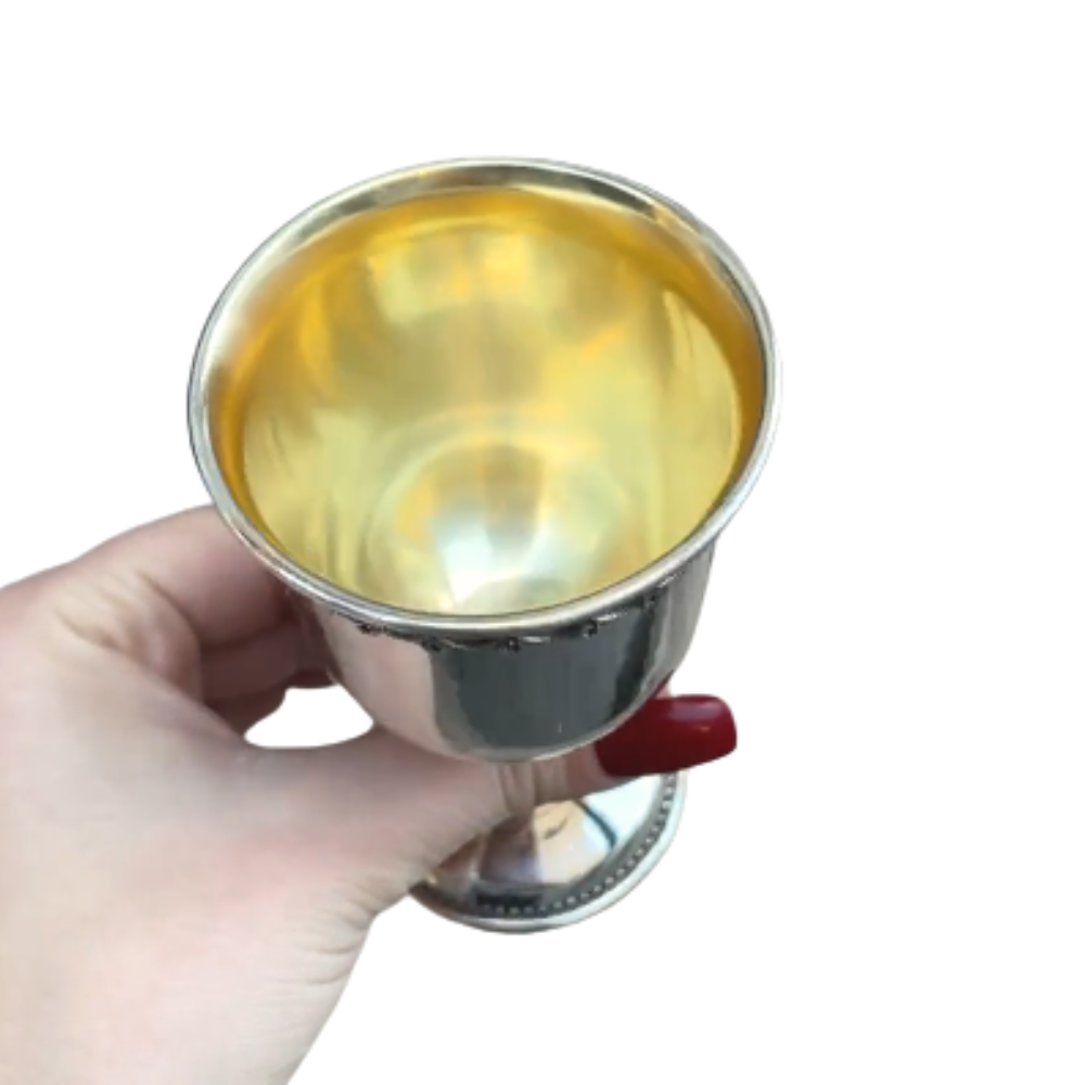 Classic Kiddush Cup - Lior Embellished Design in Silver