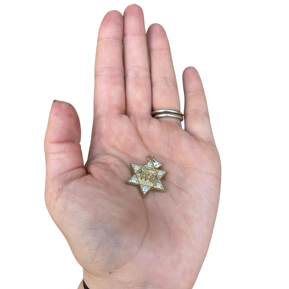 18K Star of David Jerusalem Diamond Pendant
