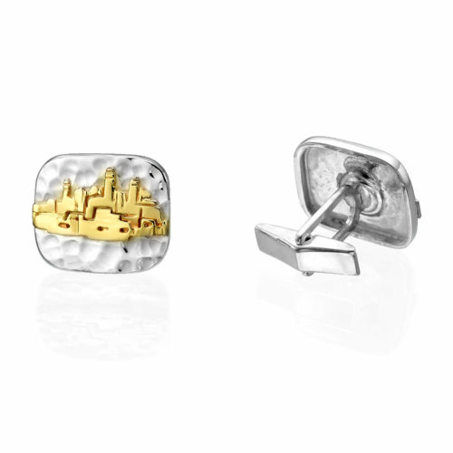 Hammered Silver and Gold Jerusalem Cufflinks - Baltinester Jewelry