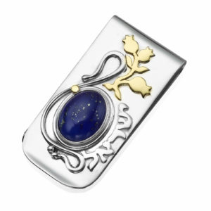 Lapis Lazuli Money Clip Silver and Gold - Baltinester Jewelry