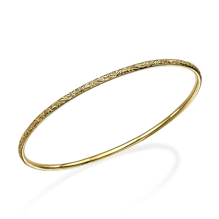 Thick Elaborate Gold Moroccan Bangle - Baltinester Jewelry
