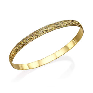 Heavy Ornate Gold Moroccan Bracelet - Baltinester Jewelry