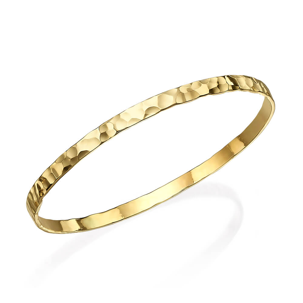 Shiny Hammered Gold Moroccan Bangle - Baltinester Jewelry