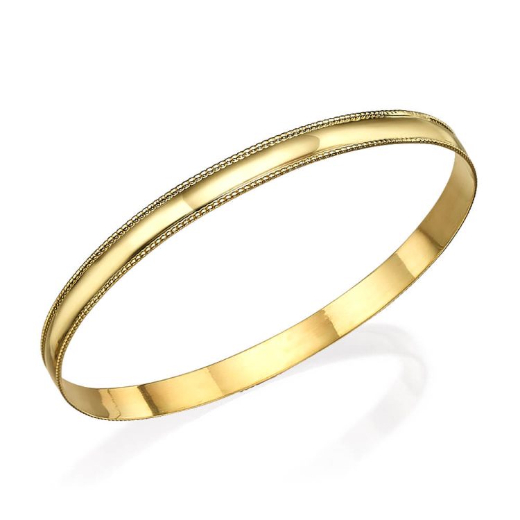 14k Gold Milgrain Bangle Bracelet - Baltinester Jewelry