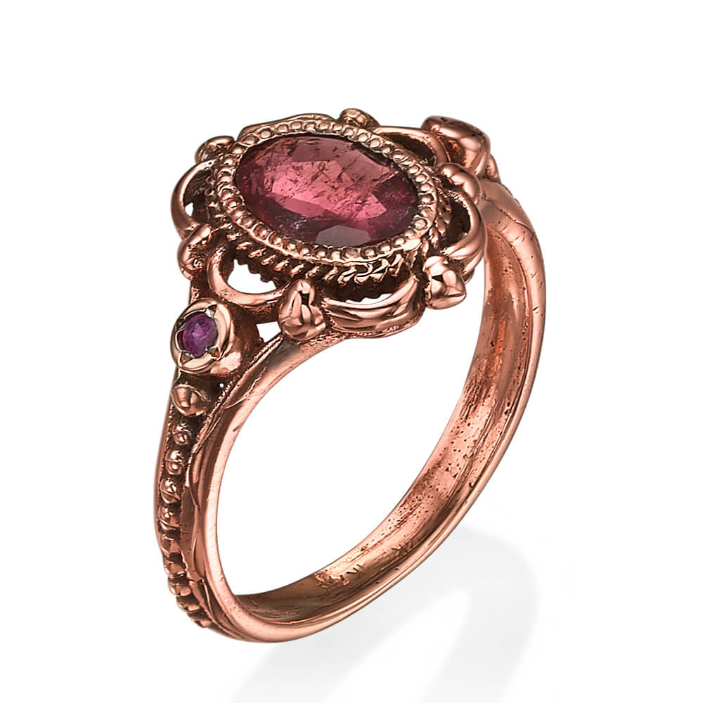 Raw Garnet Rose Gold Ring - Baltinester Jewelry