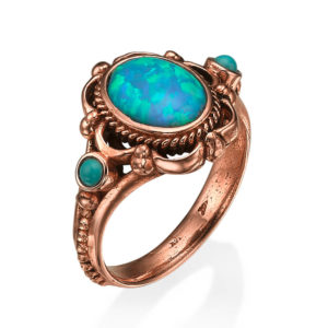 Ornate Rose Gold Opal Ring - Baltinester Jewelry