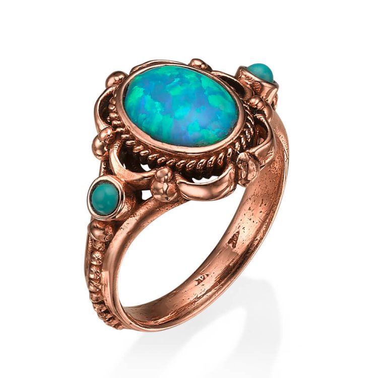 Ornate Rose Gold Opal Ring - Baltinester Jewelry