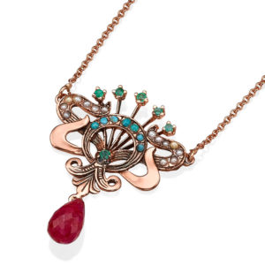 Rose Gold Ruby and Gemstone Necklace - Baltinester Jewelry