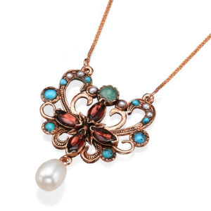 Gemstone Butterfly Rose Gold Necklace - Baltinester Jewelry