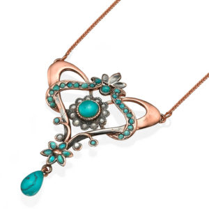 Turquoise and Pearl Rose Gold Necklace - Baltinester Jewelry