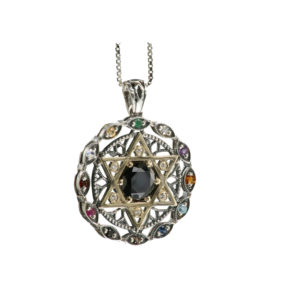 Twelve Stone Evil Eye Star of David Onyx Pendant - Baltinester Jewelry