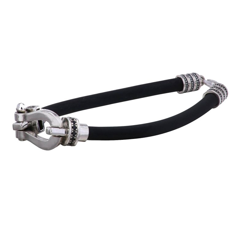 Black, Silver, and Onyx Horseshoe Men's Bracelet - Baltinester Jewelry