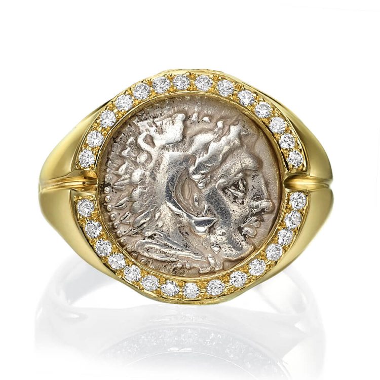 Alexander Coin Diamond Signet Ring 3 - Baltinester Jewelry