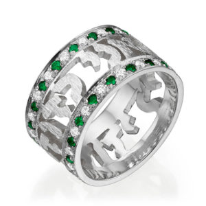 Emerald Diamond Ani Ledodi Wedding Band 14k White Gold - Baltinester Jewelry