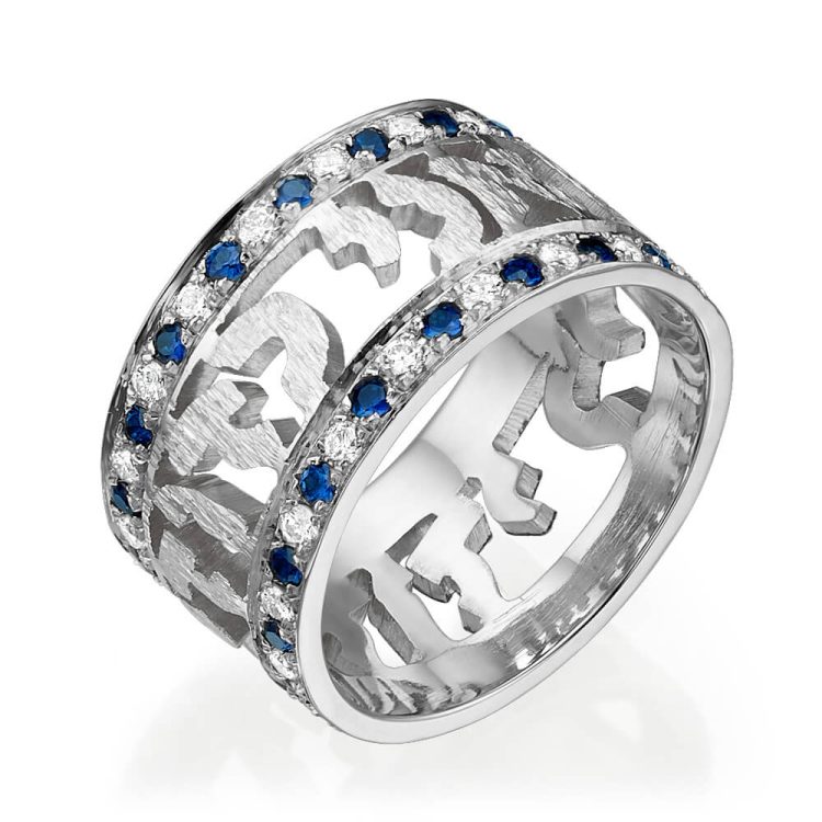 Sapphire Diamond Ani Ledodi Wedding Ring 14k White Gold - Baltinester Jewelry