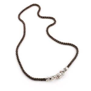 Titanium Chain Necklace With Silver Clasp and Gold Dot - Baltinester Jewelry
