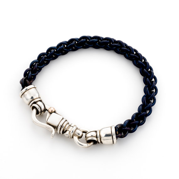 Blue Titanium Bracelet With Silver Clasp - Baltinester Jewelry