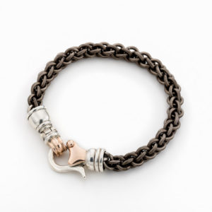 Titanium, Silver, and Gold Linked Chain Bracelet - Baltinester Jewelry