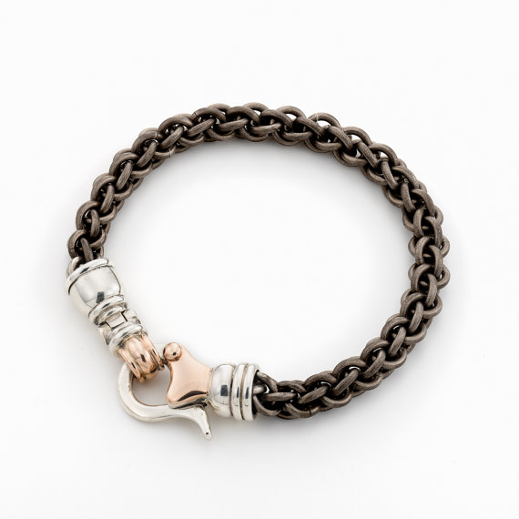 Titanium, Silver, and Gold Linked Chain Bracelet - Baltinester Jewelry