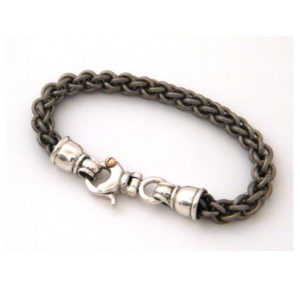 Round Titanium and Silver Link Chain Bracelet - Baltinester Jewelry