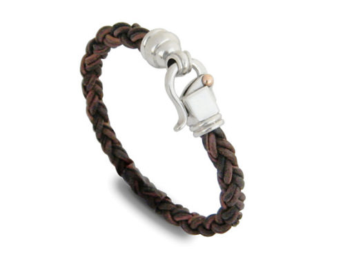 Braided Leather Bracelet with Byzantine Sterling Silver Clasp 2 - Baltinester Jewelry
