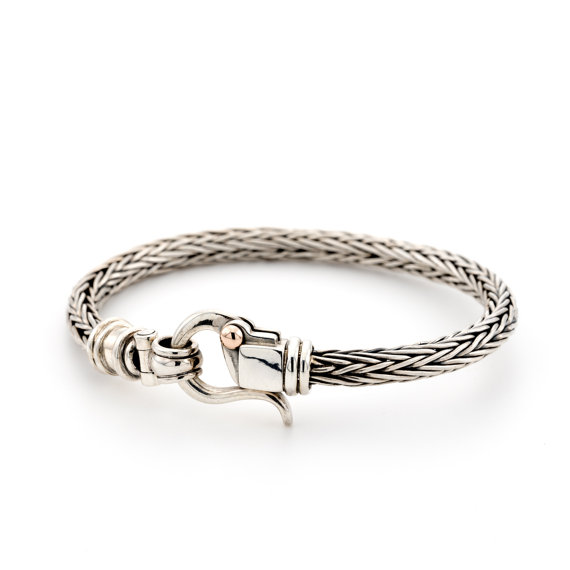 Braided Silver Bracelet For Men With 9k Gold Dot - Baltinester Jewelry