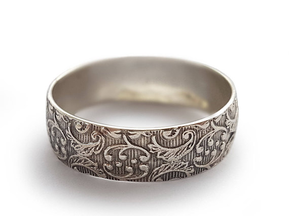 Oxidized Sterling Silver Ring With Floral Filigree - Baltinester Jewelry
