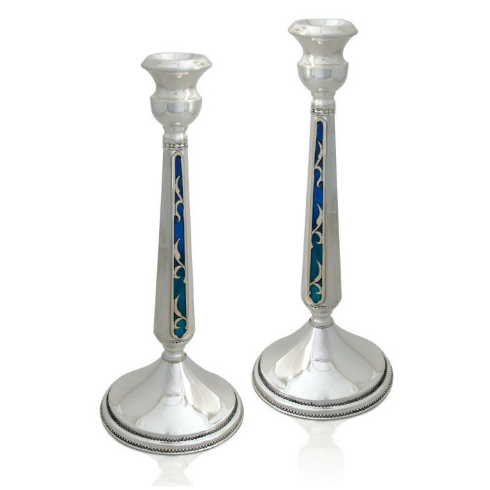 Talia Embellished Sterling Silver Candlesticks - Baltinester Jewelry