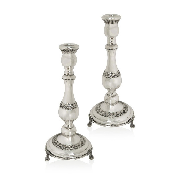 Batya Sterling Silver Candlesticks With Legs - Baltinester Jewelry