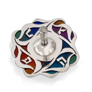 Colorful Gayla Hanukkah Sterling Silver Dreidel - Baltinester Jewelry