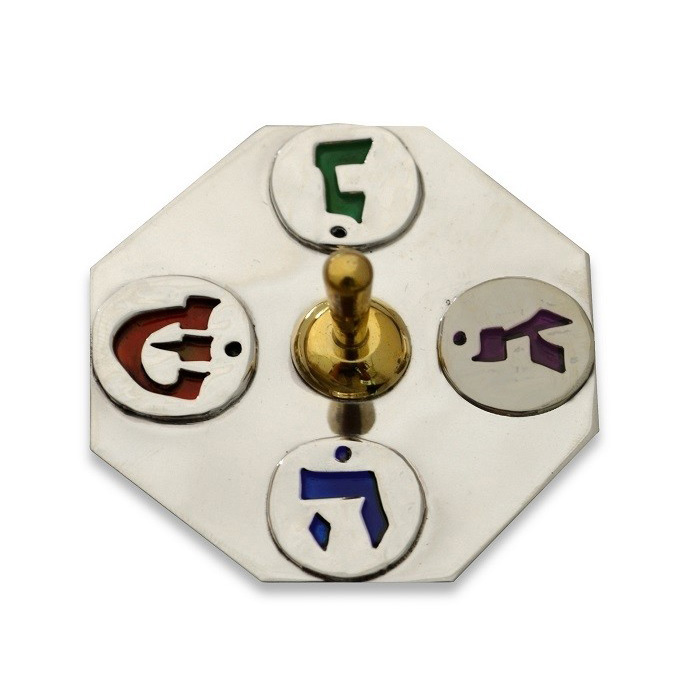 Minimalist Silver and Brass Hanukkah Dreidel - Baltinester Jewelry