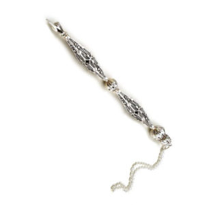 Sterling Silver Yad Pointer with Triangular Stem and Spherical Accents - Baltinester Jewelry