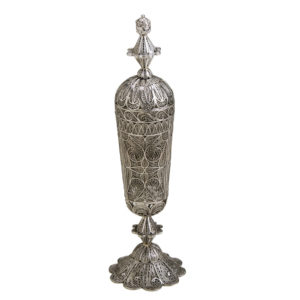 Tall Sterling Silver Besamim Holder for Havdala with Crown - Baltinester Jewelry