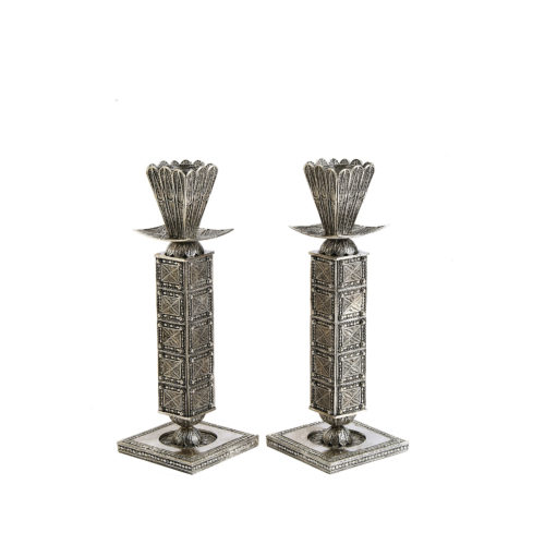 Square Filigree Sterling Silver Candlesticks - Baltinester Jewelry