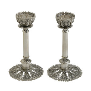 Filigree and Smooth Silver Candlesticks - Baltinester Jewelry