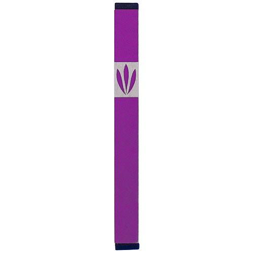 Shin Mezuzah With Leaves Design (XL) - Purple - Baltinester Jewelry