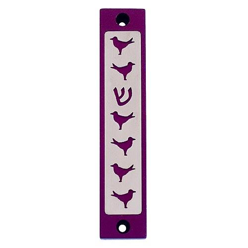 Doves Mezuzah - Purple - Baltinester Jewelry