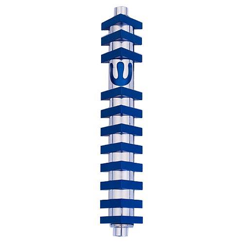 Triangle Stripes Mezuzah (Medium) - Blue - Baltinester Jewelry