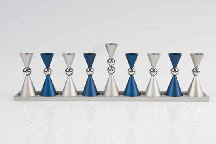 Contemporary Mini Ball Menorah - Blue - Baltinester Jewelry